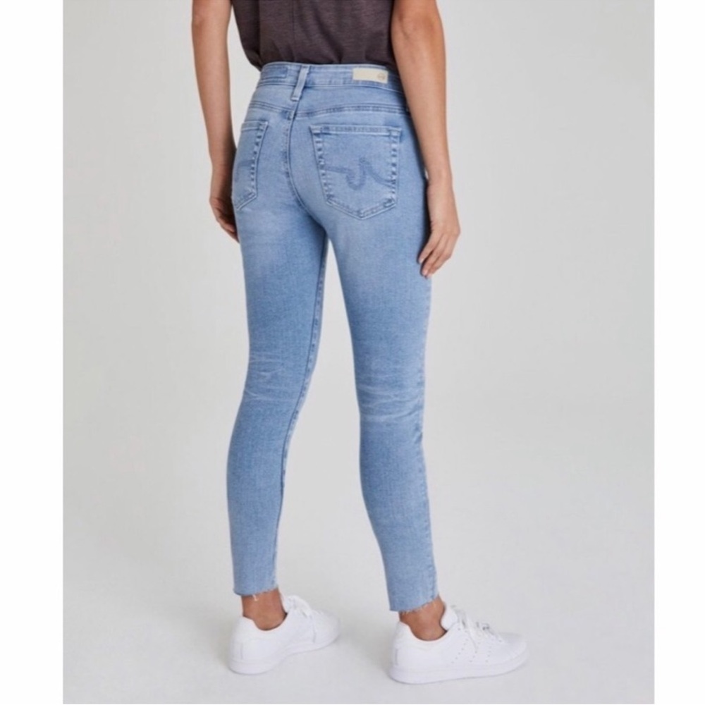 AG farrah Skinny Ankle Jeans mid rise Raw hem Blue